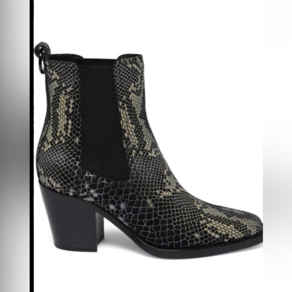 Black Multi Suede Snakeskin Pattern Emery Bootie | PAIGE